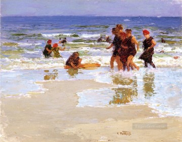 At the Seashore Impressionist beach Edward Henry Potthast Oil Paintings